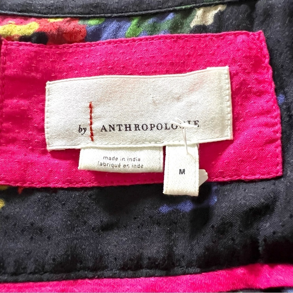 Anthropologie Astrid Needlepoint Floral Pockets V-Neck Dress Modal bobo size M - Picture 8 of 13